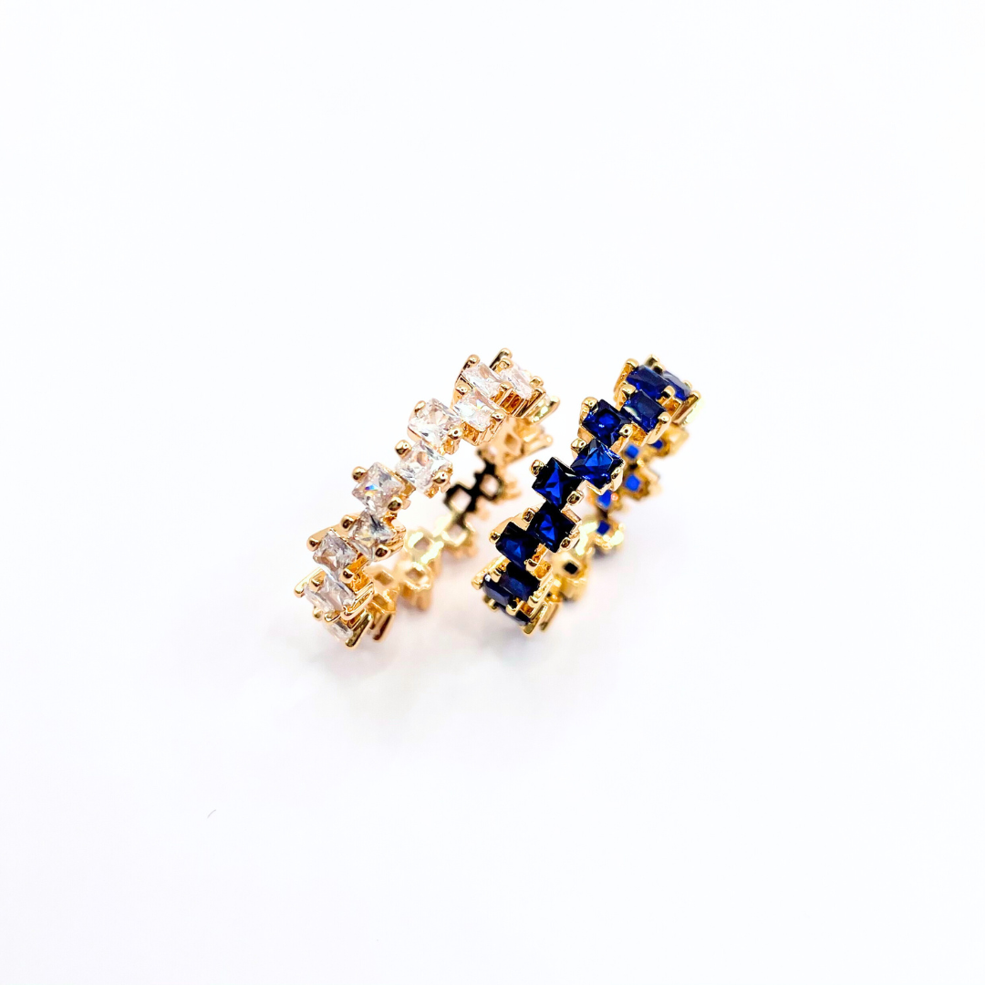 Gold and Blue Stone Jagged Design Dress Ring