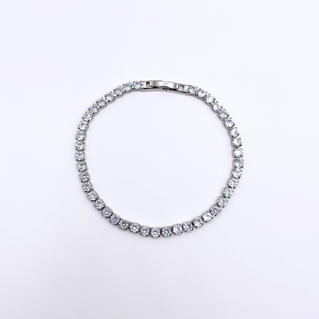 Silver 3mm Cubic Zirconia Tennis Bracelet