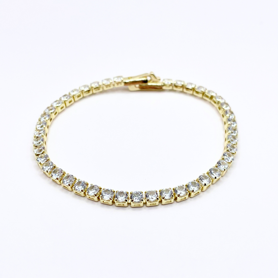 image of gold cubic zirconia dainty tennis bracelet