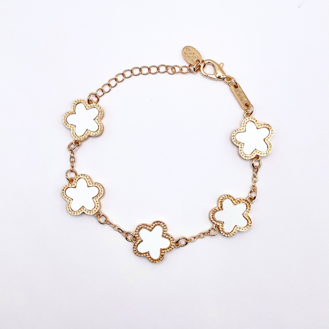 Flower charm bracelet deals