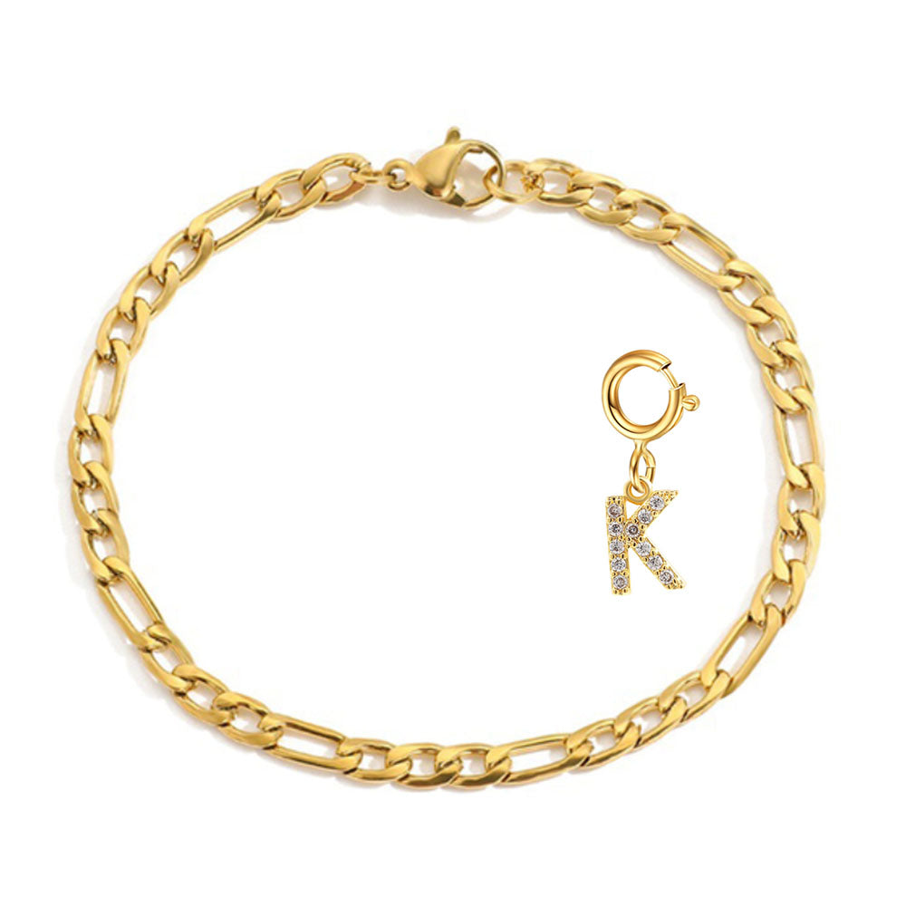 Dainty Gold Initial Curb Chain Bracelet