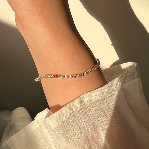 Gold 3mm Cubic Zirconia Tennis dainty Bracelet