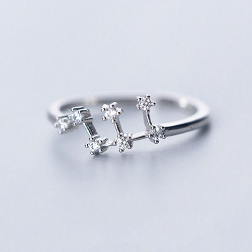 Silver Zodiac Leo Constellation Star Sign Ring | Kelabu Jewellery
