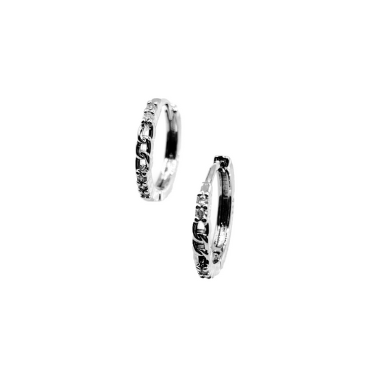 Silver Chain Huggie Hoop Earrings