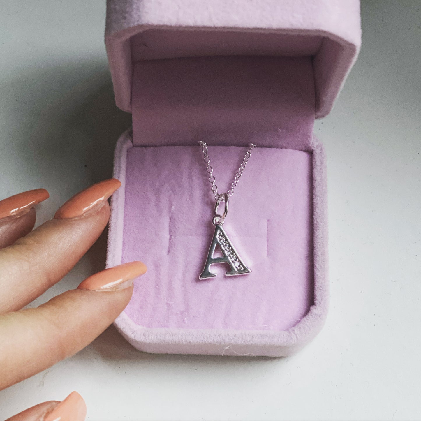 Dainty Silver And Cubic Zirconia Initial Necklace