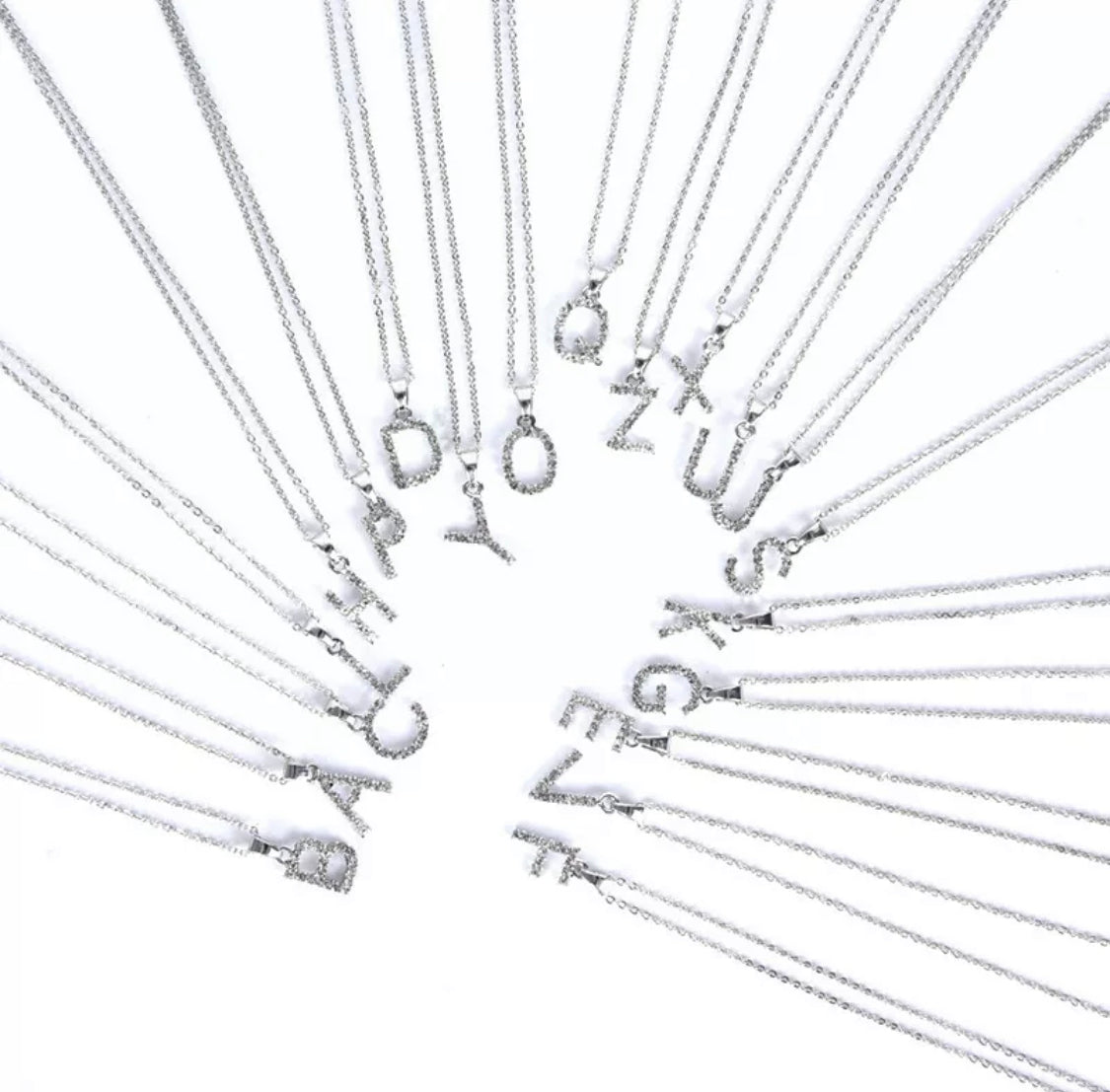 Dainty Silver Full Cubic Zirconia Initial Necklace | Kelabu Jewellery