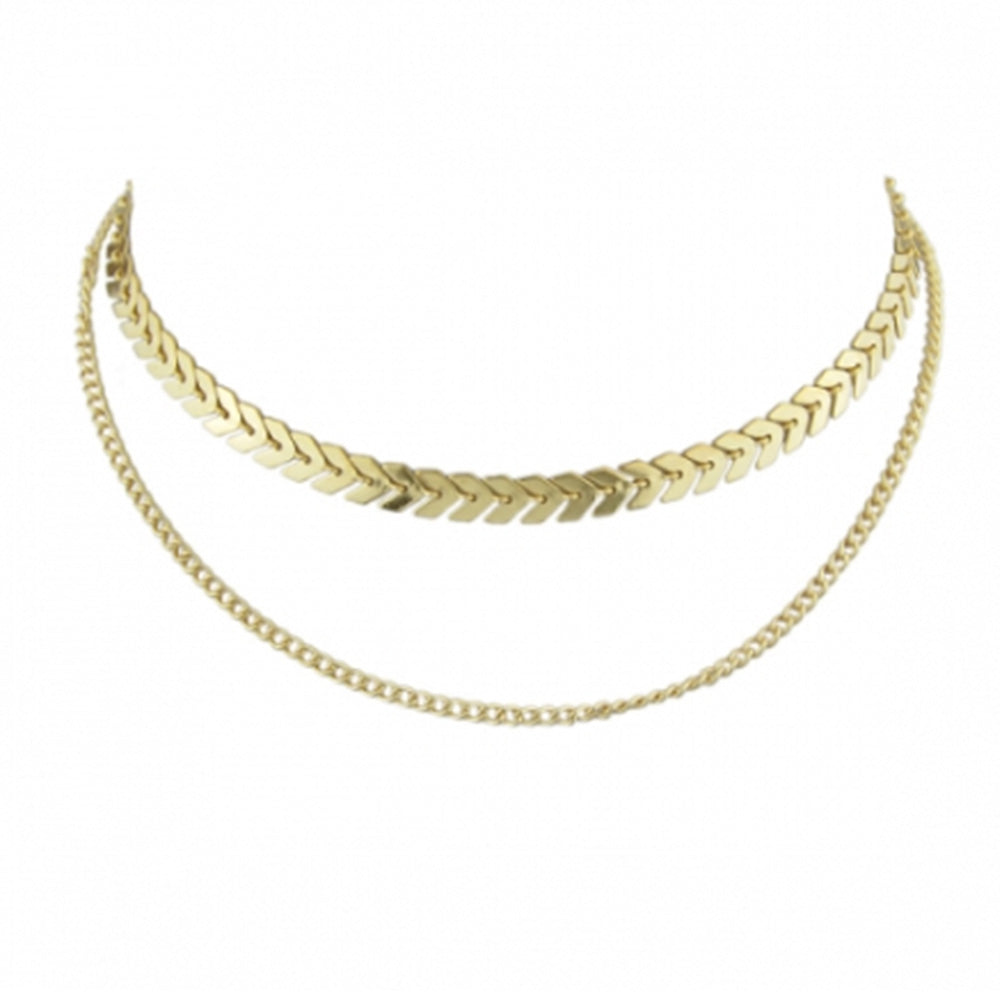 The gold choker necklace by Kelabu on a plain white background