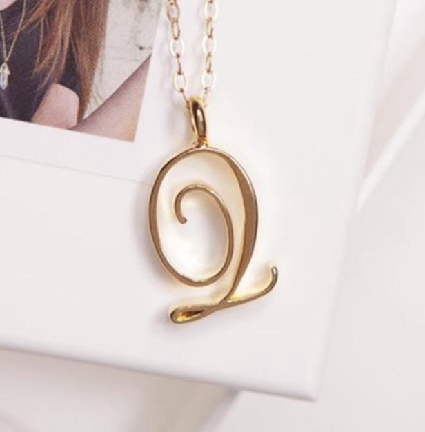 Cursive Script Initial Necklace In Gold Or Silver