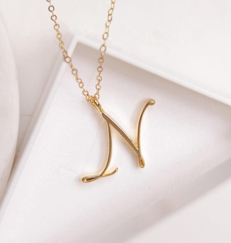 Cursive Script Initial Necklace In Gold Or Silver