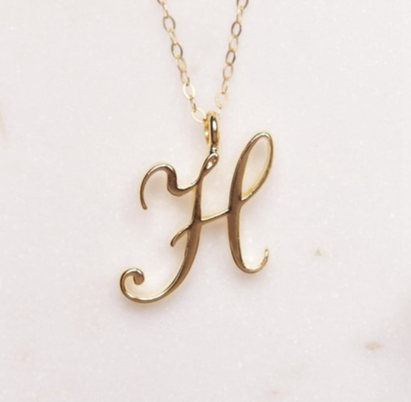 Cursive Script Initial Necklace In Gold Or Silver