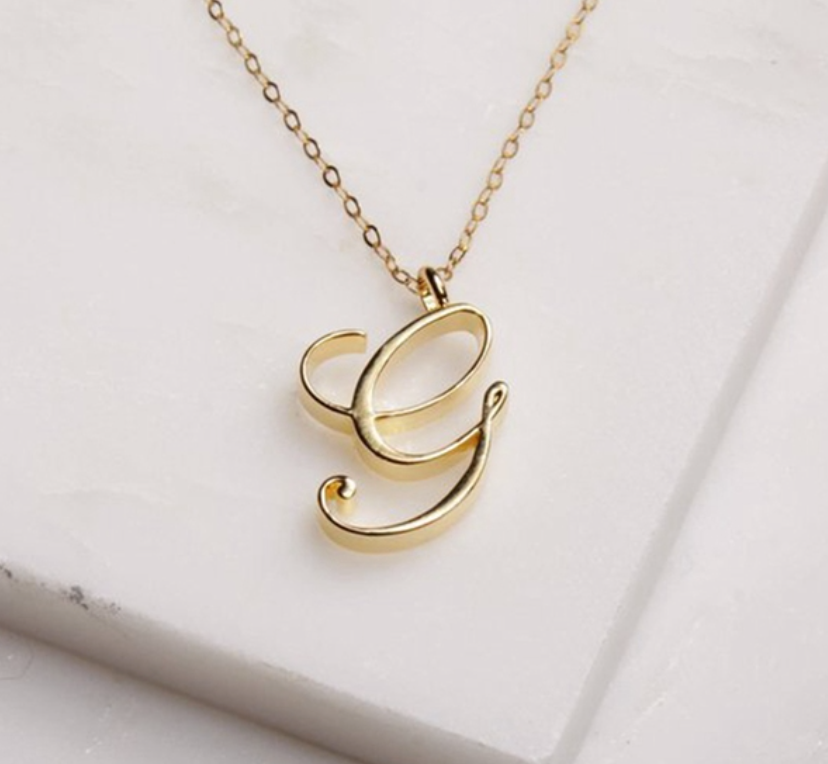 Cursive Script Initial Necklace In Gold Or Silver