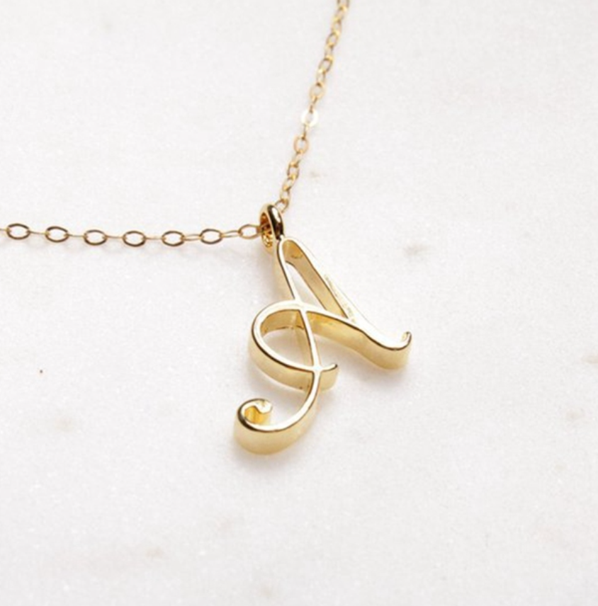 Cursive Script Initial Necklace In Gold Or Silver