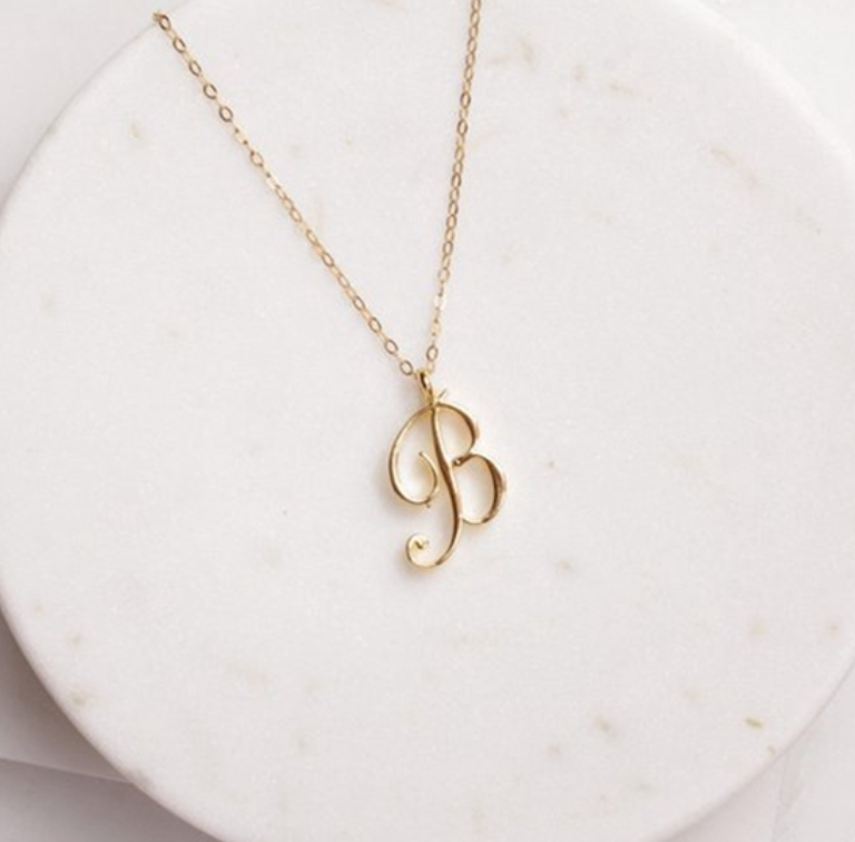 Cursive Script Initial Necklace In Gold Or Silver