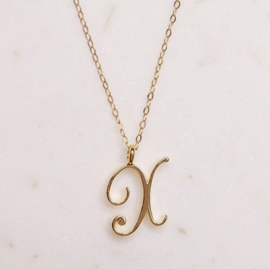 Cursive Script Initial Necklace In Gold Or Silver