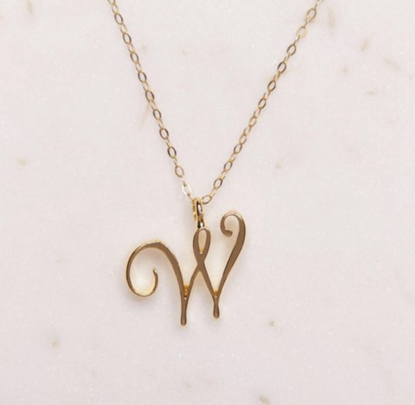 Cursive Script Initial Necklace In Gold Or Silver