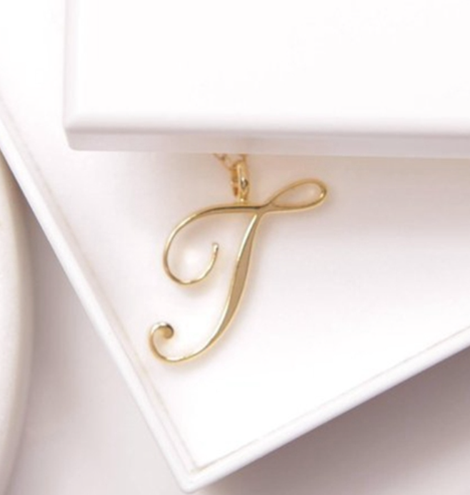 Cursive Script Initial Necklace In Gold Or Silver