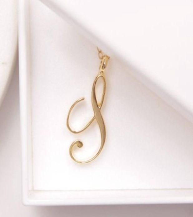 Cursive Script Initial Necklace In Gold Or Silver