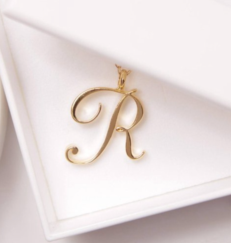 Cursive Script Initial Necklace In Gold Or Silver