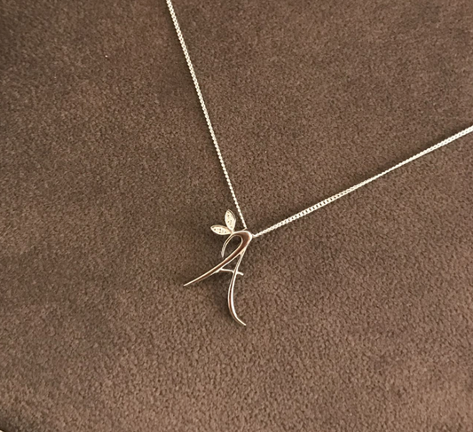 Sterling Silver And Diamond Winged Initial Necklace | Kelabu Jewellery