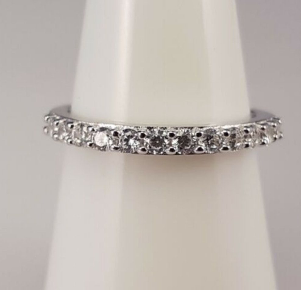 Sterling Silver & Cubic Zirconia Hearts Layered Stacking Ring Set