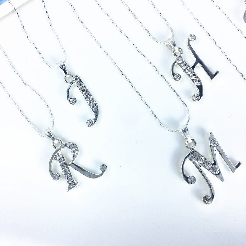 Dainty Silver And Cubic Zirconia Initial Necklace