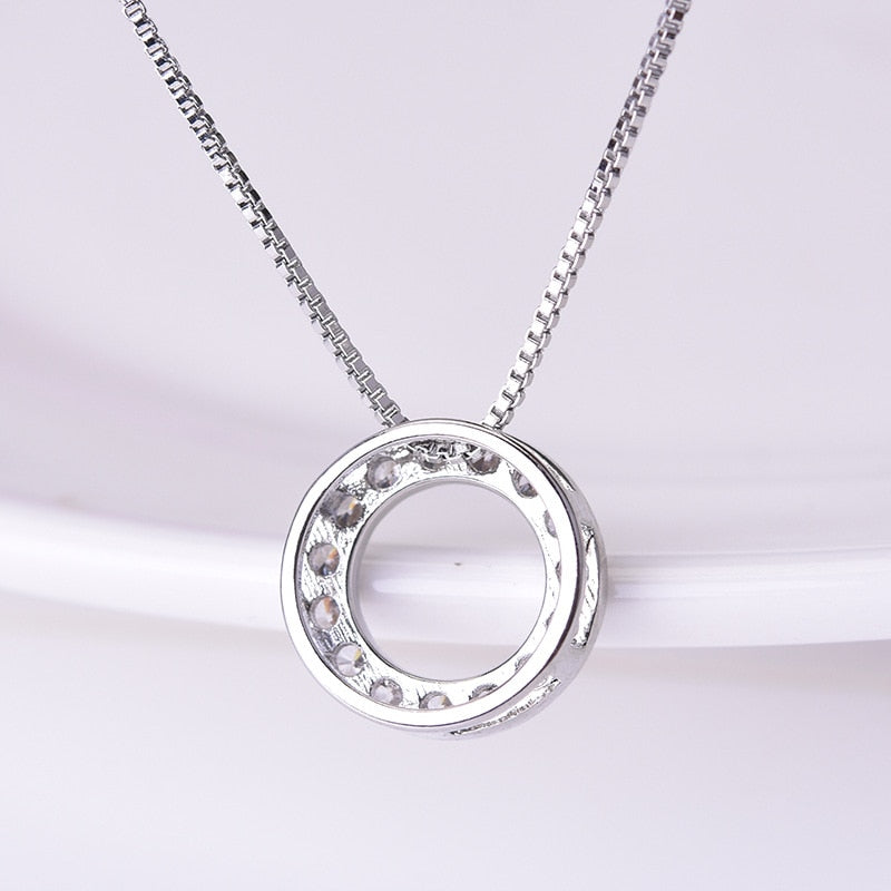 925 Silver, Diamond And Topaz Karma Circle Necklace