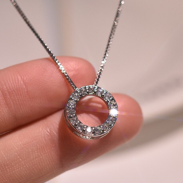 925 Silver, Diamond And Topaz Karma Circle Necklace