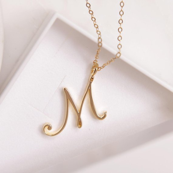 Cursive Script Initial Necklace In Gold Or Silver