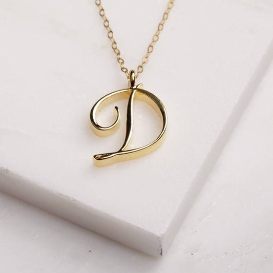 Cursive Script Initial Necklace In Gold Or Silver