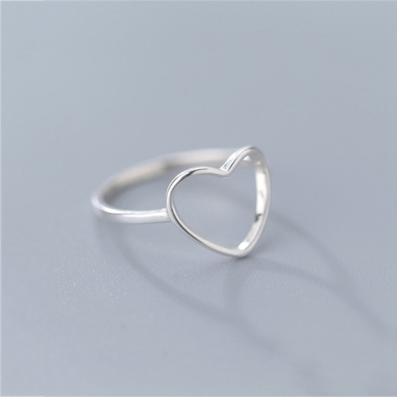 925 Sterling Silver Dainty Floating Heart Ring