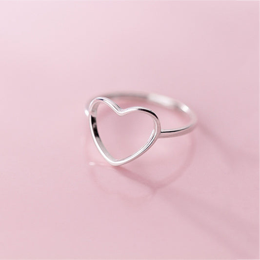 925 Sterling Silver Dainty Floating Heart Ring