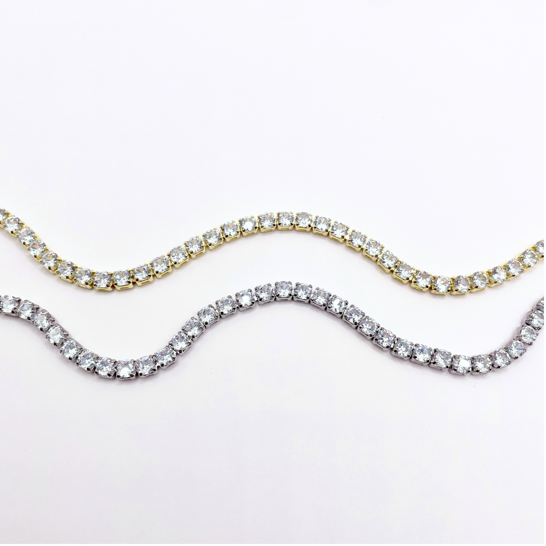image of both the gold and silver cubic zirconia dainty tennis bracelet