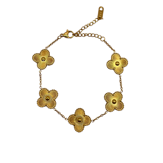 gold clover flower charm bracelet 