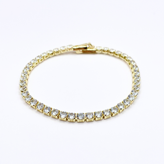 image of gold cubic zirconia dainty tennis bracelet