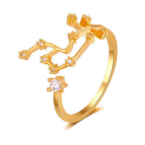 Gold Zodiac Constellation Star Sign Ring Aquarius | Kelabu Jewellery