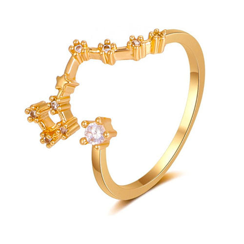 Gold Zodiac Pisces Constellation Star Sign Ring | Kelabu Jewellery