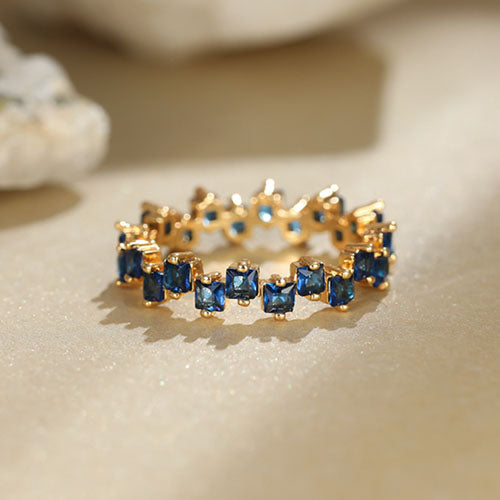 Gold and Blue Stone Jagged Design Dress Ring | Kelabu Jewellery