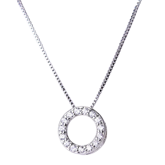 925 Silver, Diamond And Topaz Karma Circle Necklace