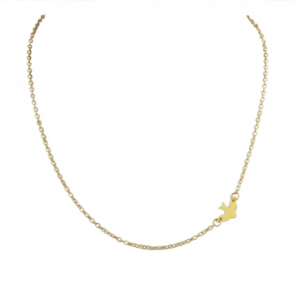 The Kelabu gold boho necklace with bird charm and dainty chain