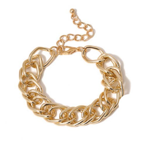 image of chunky gold link chain bracelet on white background