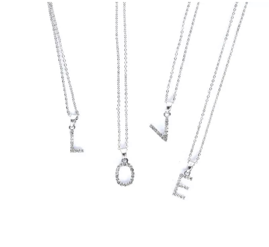 Dainty Silver Full Cubic Zirconia Initial Necklace | Kelabu Jewellery