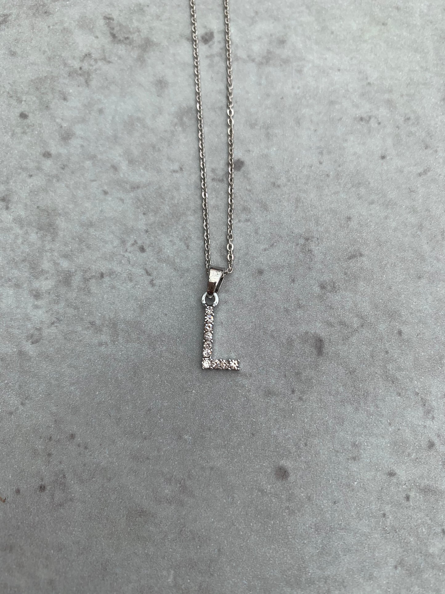 Dainty Silver Full Cubic Zirconia Initial Necklace | Kelabu Jewellery
