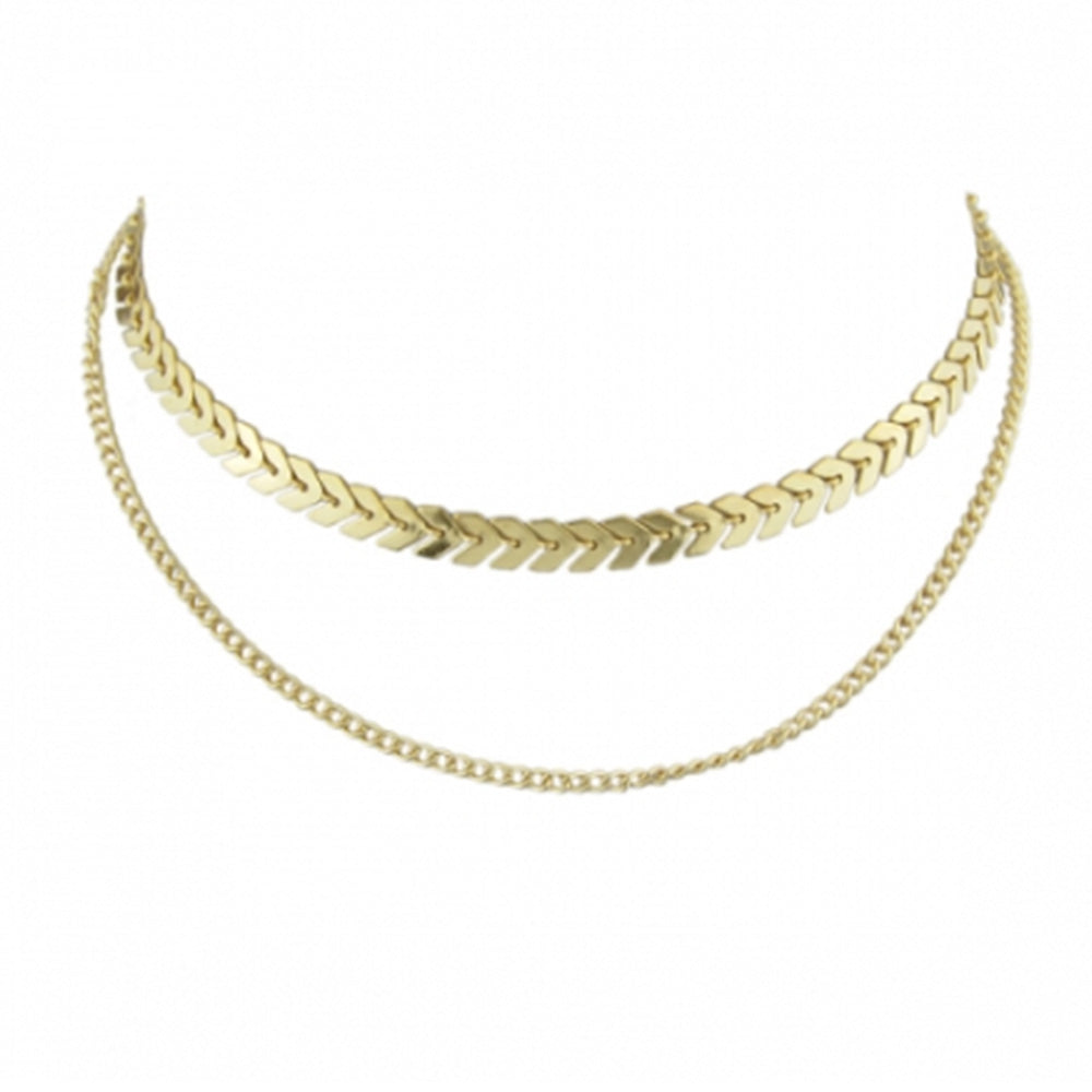 The gold choker necklace by Kelabu on a plain white background 