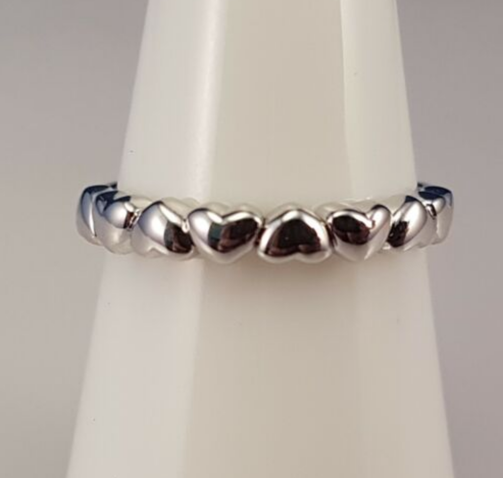 Sterling Silver & Cubic Zirconia Hearts Layered Stacking Ring Set
