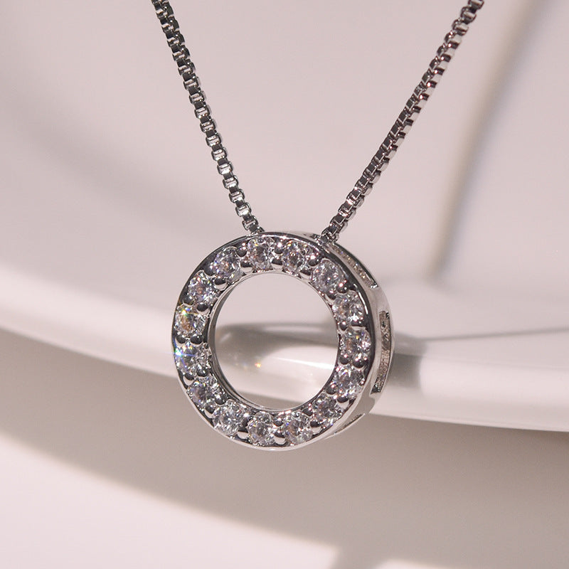 925 Silver, Diamond And Topaz Karma Circle Necklace