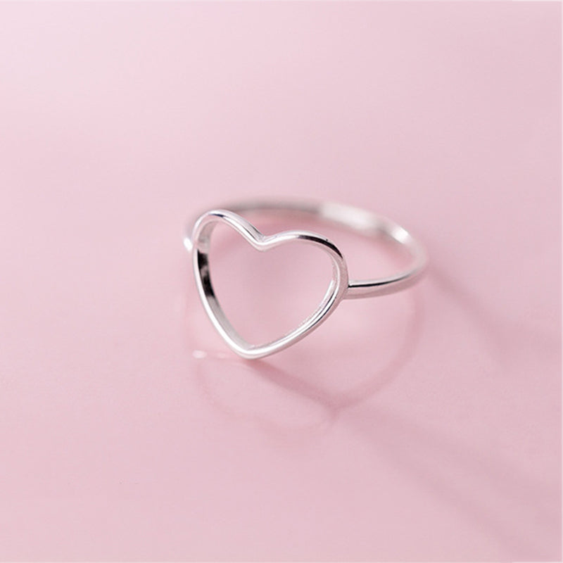 925 Sterling Silver Dainty Floating Heart Ring