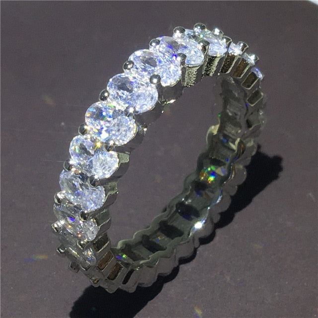 925 Sterling Silver And Oval Cut Cubic Zirconia Stacking Ring