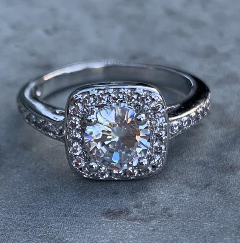 925 Silver And Cushion Cut Cubic Zirconia Statement Dress Ring | Kelabu Jewellery