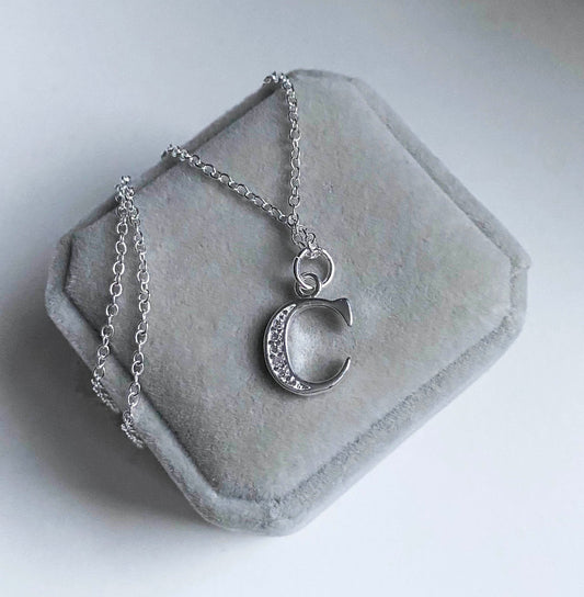 Dainty Silver And Cubic Zirconia Initial Necklace