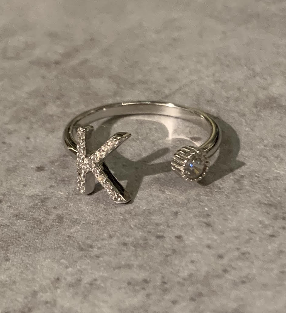 Sterling Silver And Cubic Zirconia/CZ Initial Ring